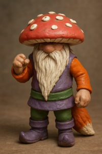 3D digital render of Agaric Folke, the fungal knight character design.