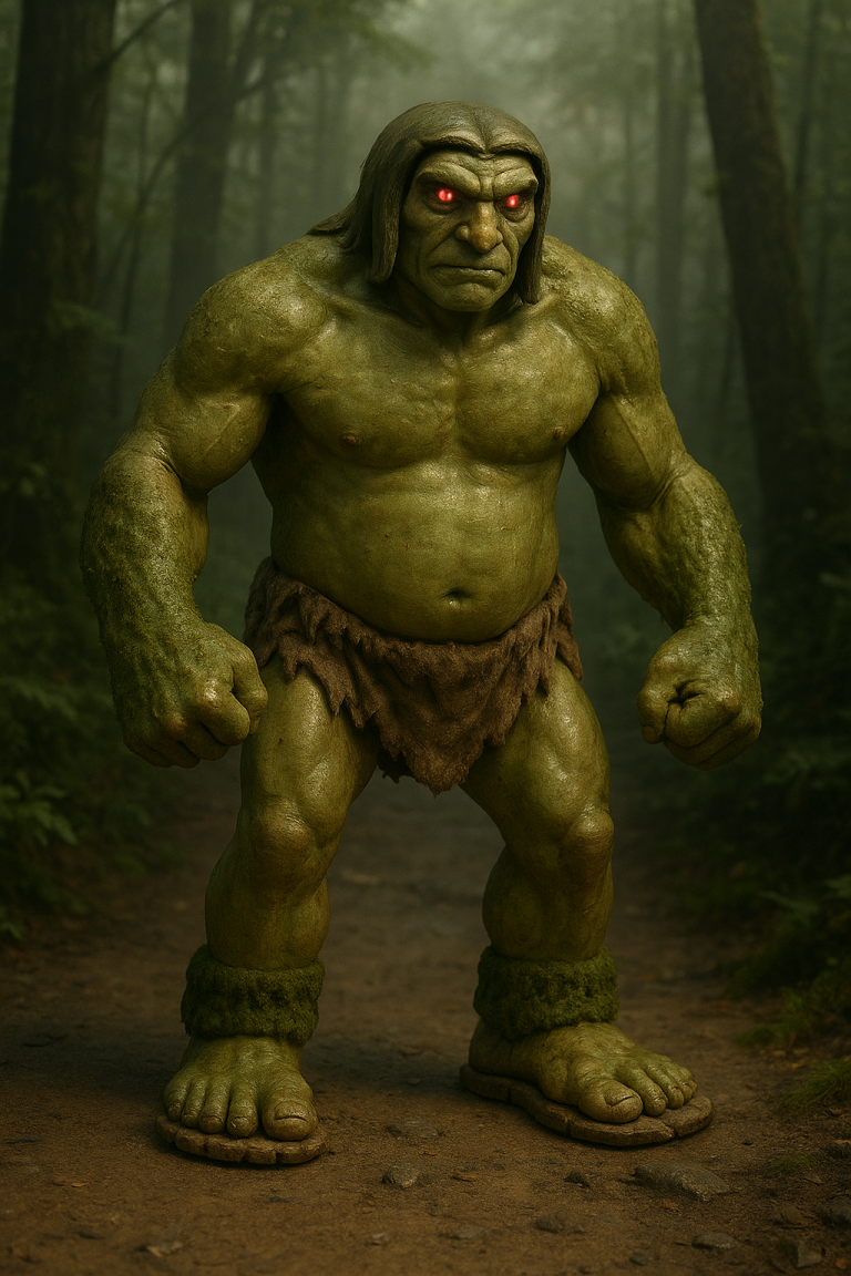 Digital render of Gorblur the Haglid Troll, showing feral musculature and cave-dweller details.