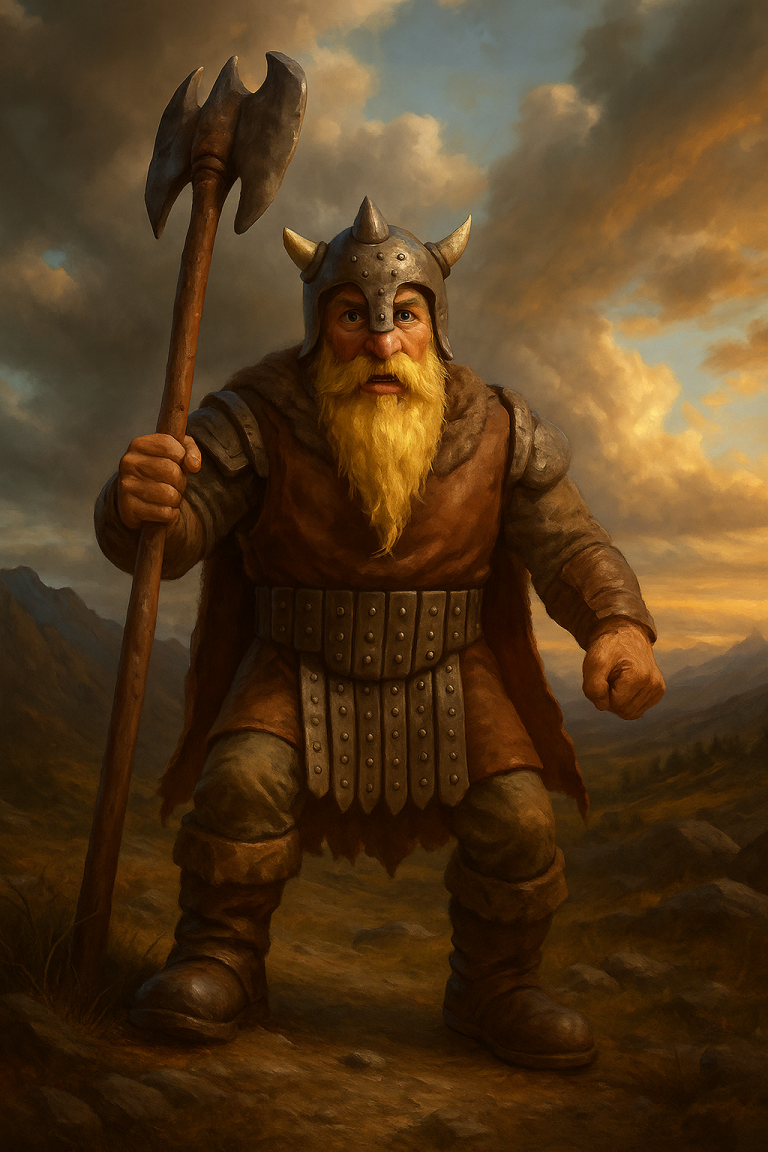 3D digital render of Ivar Brun, a Norse-inspired warrior character for the Quest for Kimel Drago series.