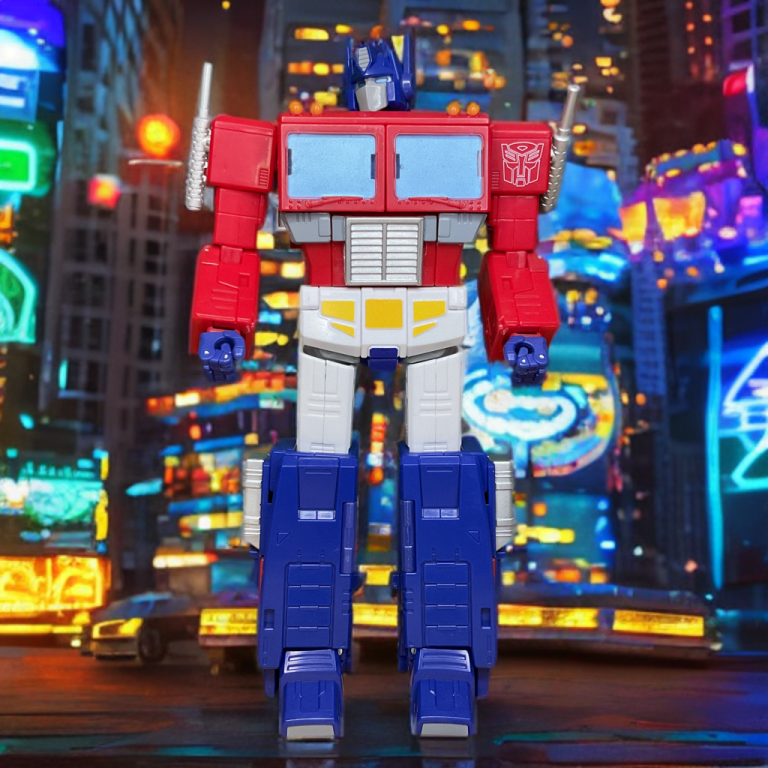 The Matrix of Leadership from the 86-31 Optimus Prime figure, held in a posable hand, with gold and silver details and a blue gem center.