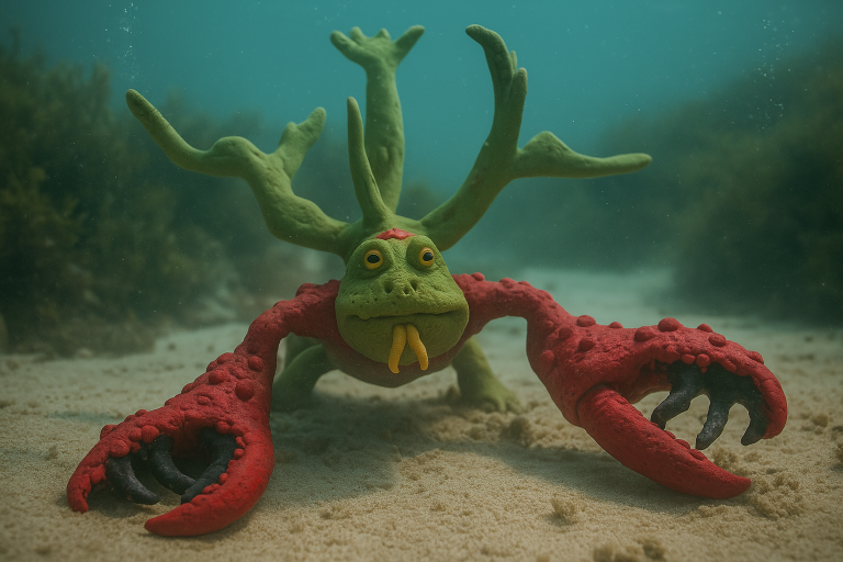 3D render of Krakenmarus, an aquatic hybrid character with cephalopod-inspired armor and suction-cup detailing.