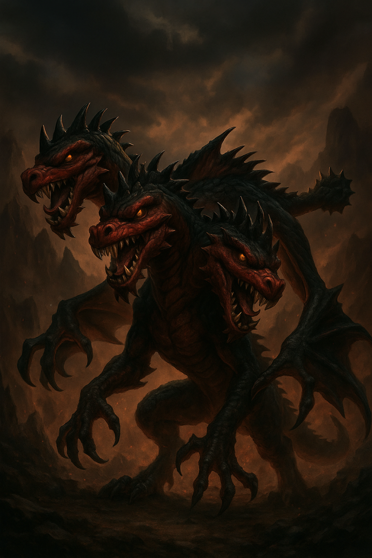 Massive digital render of Goronlocke, featuring three detailed dragon heads and serpentine scales.
