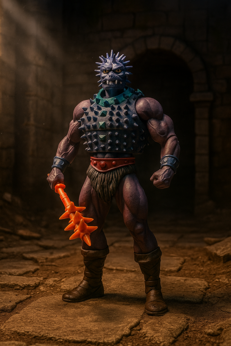 Spikor standing inside a dark castle.