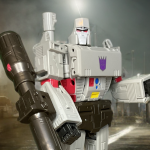 Iconic front view of the Studio Series Leader Class Megatron in robot mode, showcasing movie-accurate detailing and menacing pose.