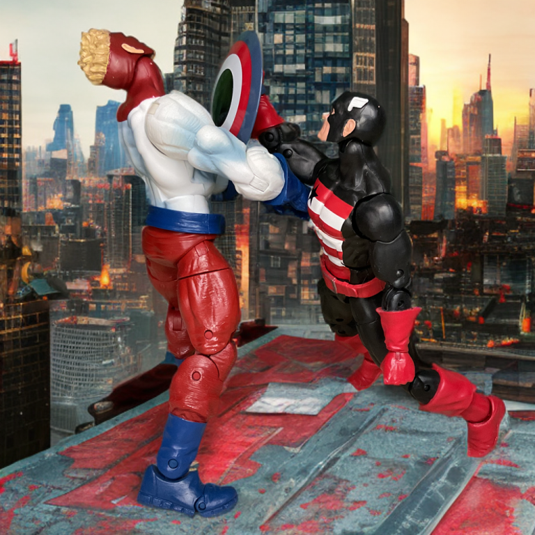 Picture of U.S. Agent vs. Piledriver in an enchanted rooftop clash.