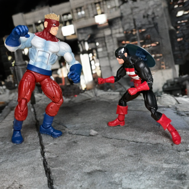 Photo of U.S. Agent battling Piledriver in an epic Marvel Legends showdown.