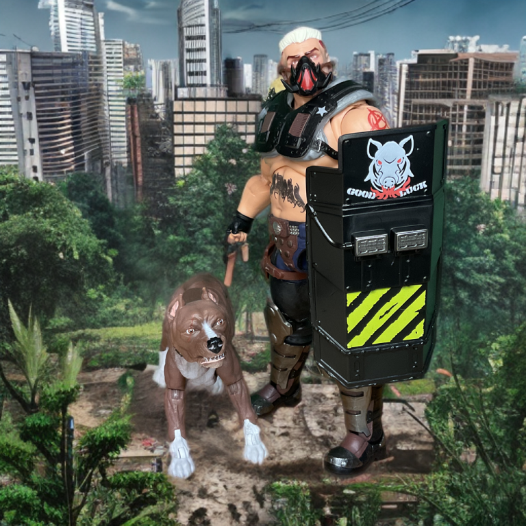 O Road Pig, uma figura de 15 cm, oferece vários pontos de articulação para poses dinâmicas, ligeiramente limitados pelo volume em ações como golpes de martelo. Rawkus, o pit bull, apresenta uma articulação excepcional para uma figura de animal, permitindo poses de sentar, atacar ou implorar, elogiada por sua versatilidade na Classified Series.