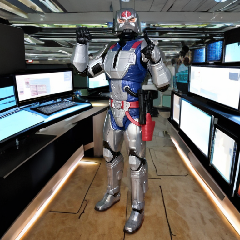Cobra Commander posed in the control room.