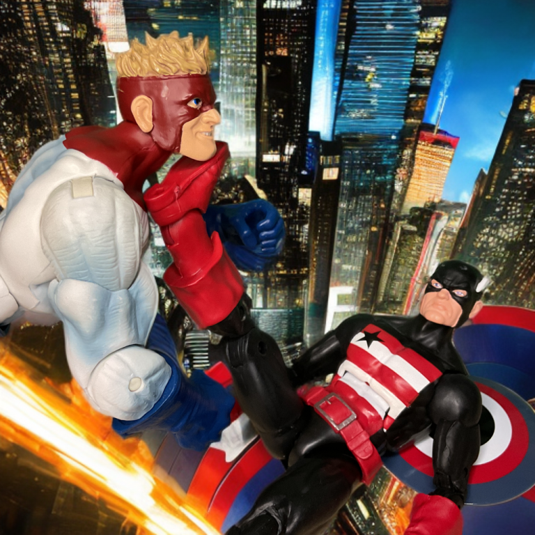 Image of U.S. Agent countering Piledriver’s magical strength in combat.