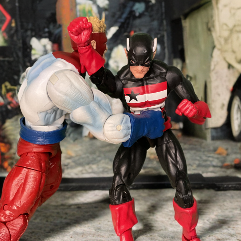 Picture of U.S. Agent confronting Piledriver’s enchanted titan size.