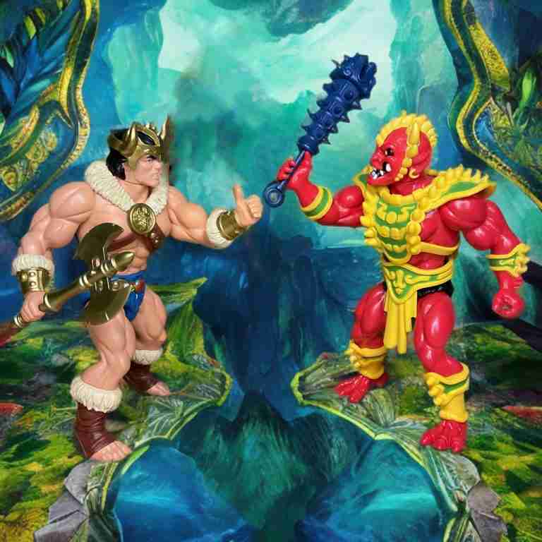 Picture of Barbaro and Onitor battling at a misty abyss in the Dragonore series.