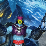 Close-up of the Masterverse Skeletor figure, showing the alternate classic head and removable techno-inspired visor for customization.