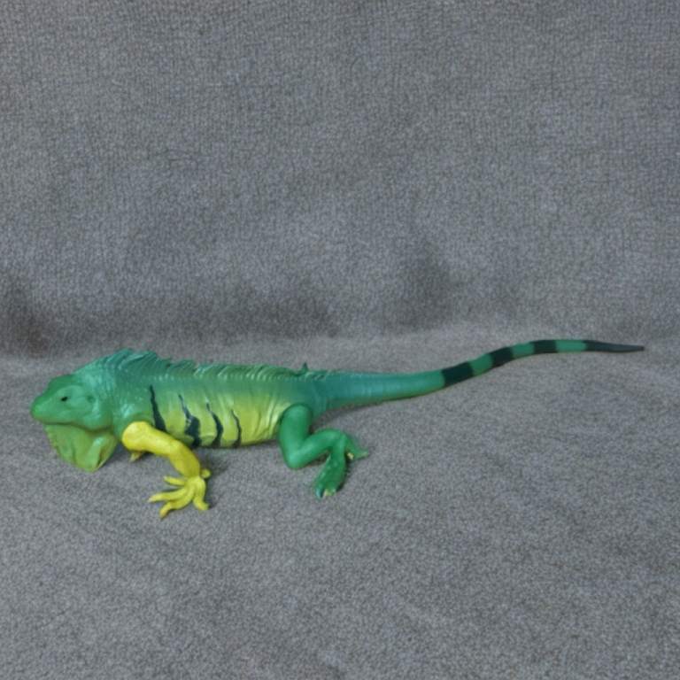 Iguana accessory posed against a neutral background.