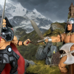 MOTU Classics Count Marzo e Vikor - em poses dinâmicas que mostram alianças e batalhas em terrenos épicos variados.
