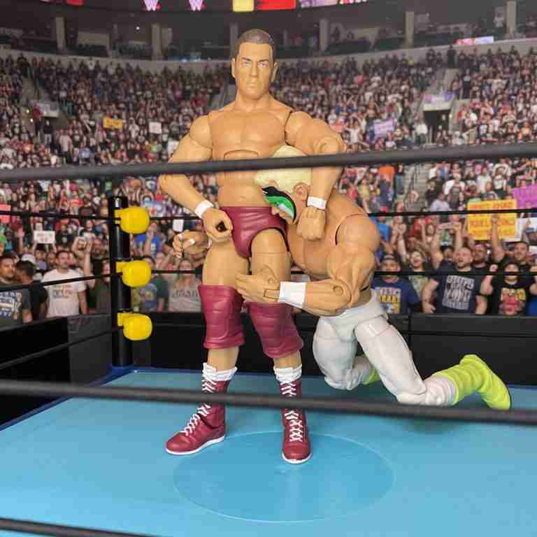 Ein intensives Grapple-Foto von 1996, das zeigt, wie Regal Sting im Schwitzkasten hält.
