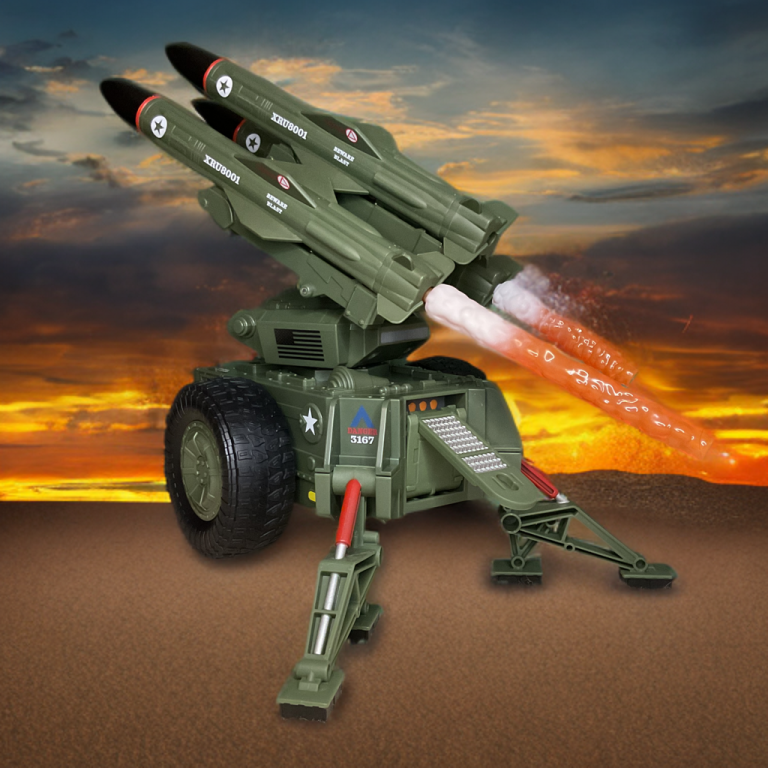 MMS firing two missiles at sundown.
