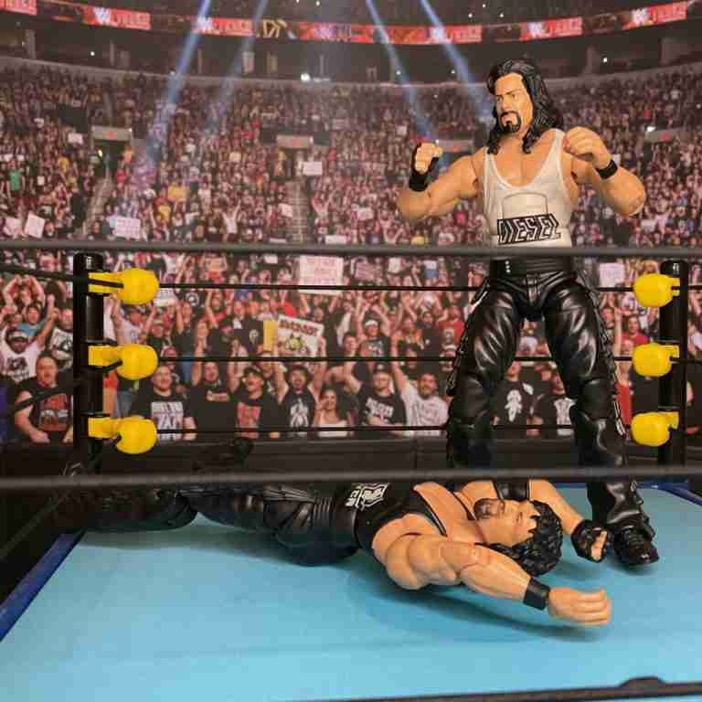 Two Diesel action figures in a tense ring rivalry pose.