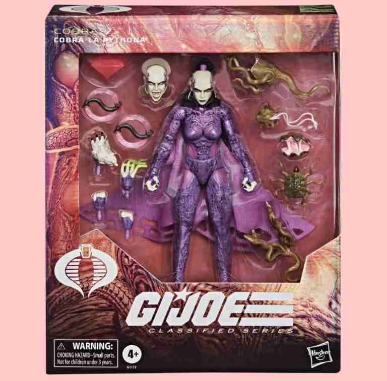 Iridescent packaging of GI Joe Classified Pythona with fungoid tentacles and John Giang artwork.