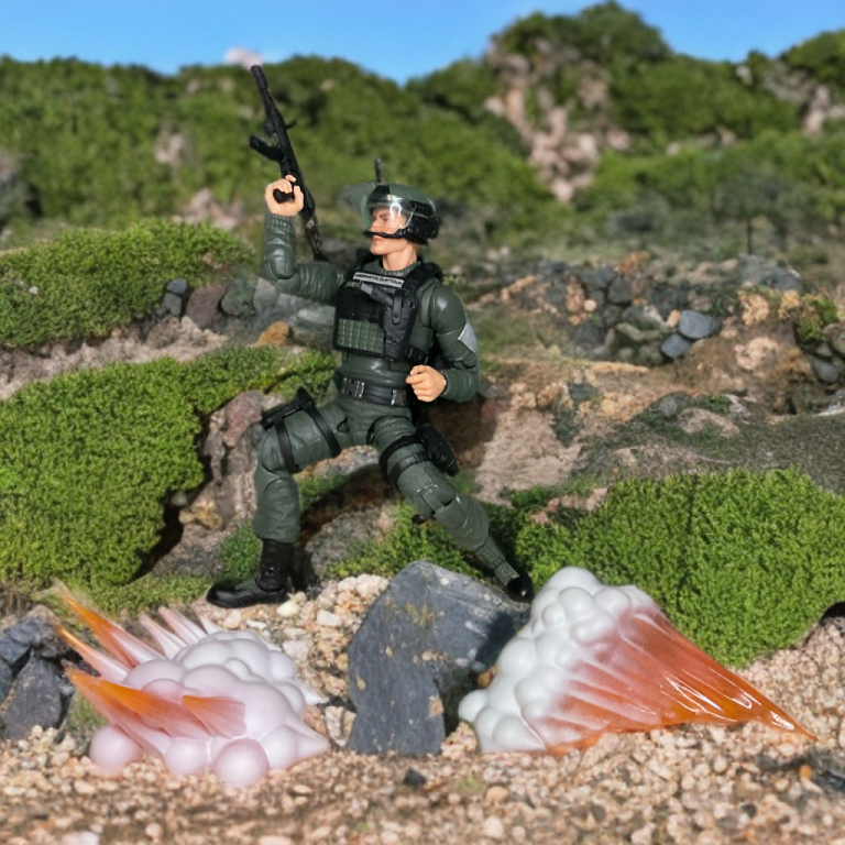 Hawk dodging missile strikes in a rugged terrain backdrop.