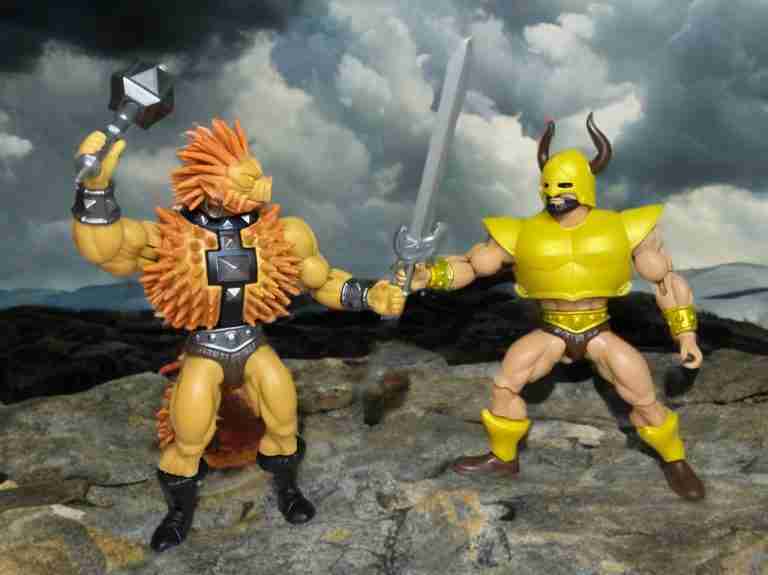 Spikor vs Kol-Darr under stormy clouds.