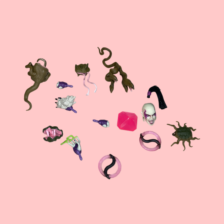 Pythona’s many accessories against a neutral background.