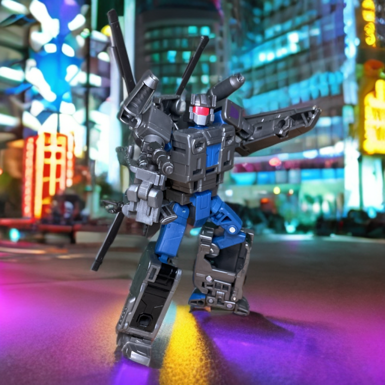 Vortex prepares for battle in a futuristic city.