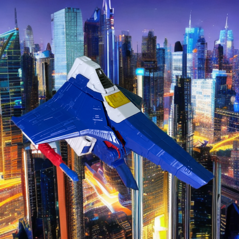 Highly detailed action figure of Nacelle in sleek red-and-white F-14-inspired jet mode, wings extended, with black intake details and Decepticon insignia.