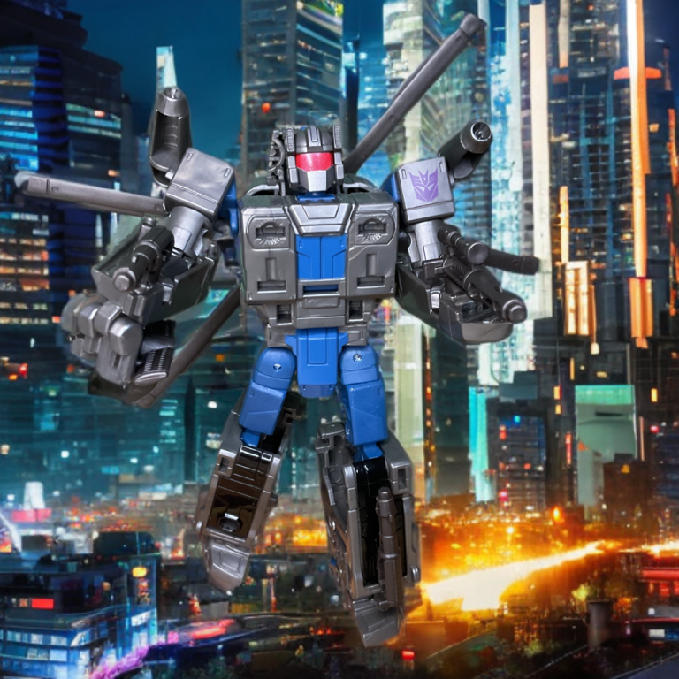 Dynamic action pose of Vortex wielding tail-rotor dagger and rifle with blast effect – Age of the Primes