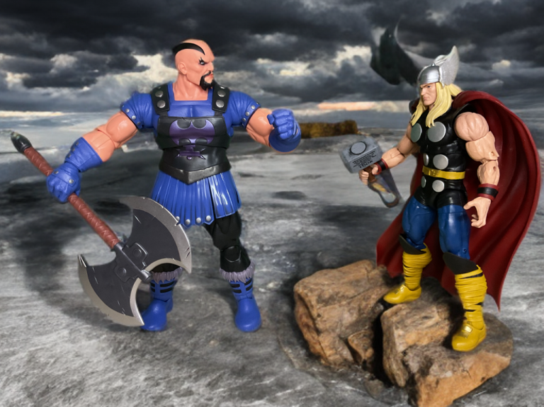 Scale comparison: 2026 Marvel Legends Executioner BAF towering over classic comic Thor