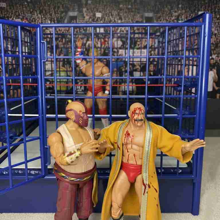 Victorious Luger flexes on turnbuckle; Sheik & Sultan retreat.