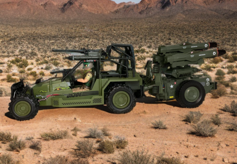 A.W.E. Striker in der Luft mit gefederten Achsen und Off-Road-Reifen
