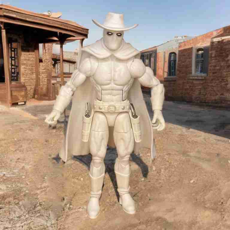 The Phantom Rider in an old western town.
