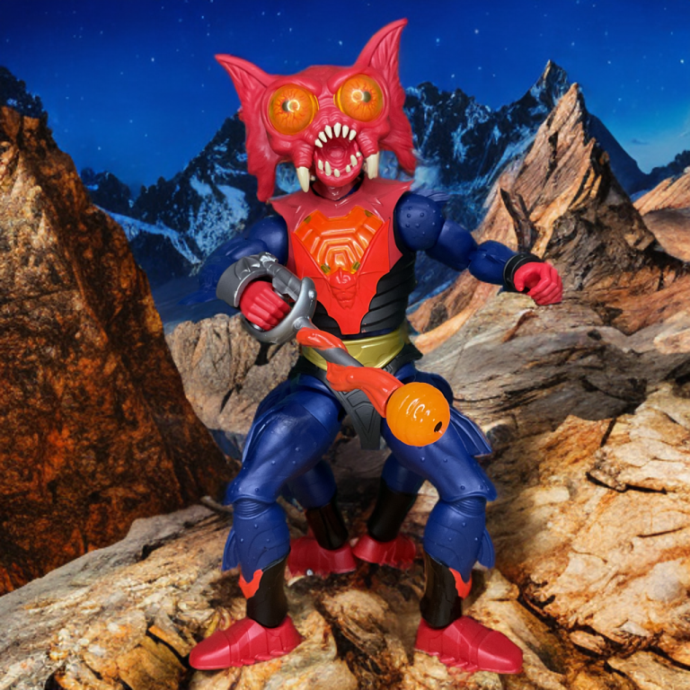 Mantenna, com o Eyeball Blaster na mão e grandes montanhas ao fundo.