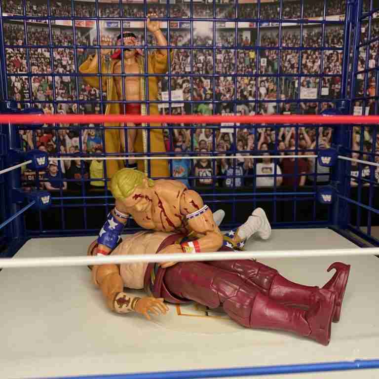Ref counts three as Luger pins bloody Sultan center-ring