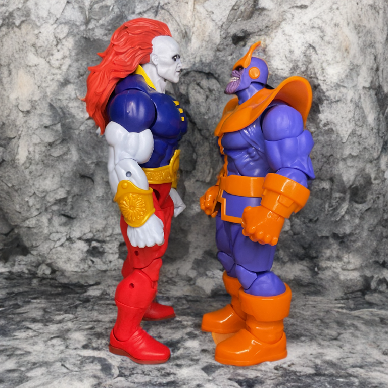 Stare down portrait: Thanos vs Tryco Slatterus the Champion – Marvel’s ultimate cosmic showdown
